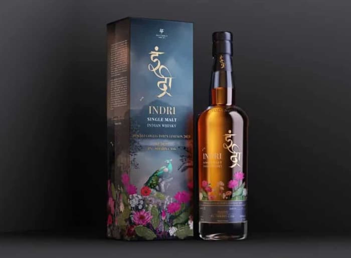 Indri Diwali Collector’s Edition 2026 Ruby Port Cask single malt whisky bottle with festive packaging